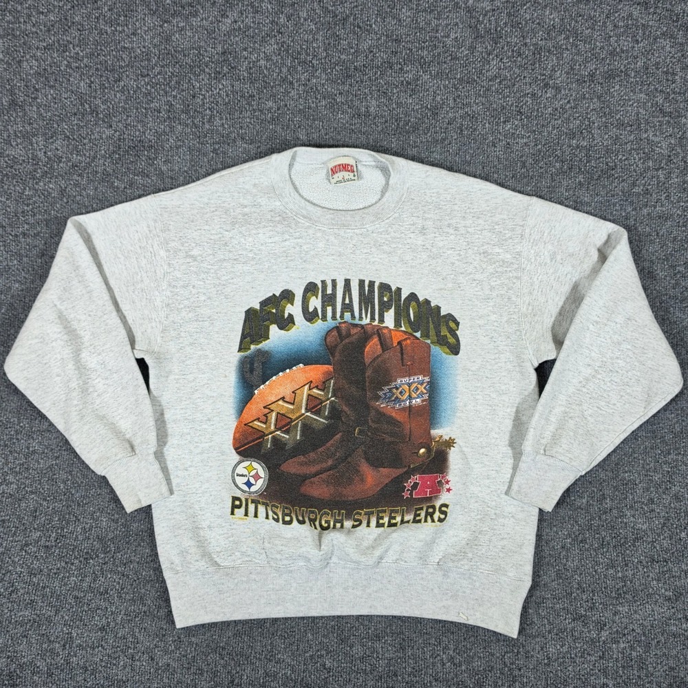 Nutmeg Vintage 1996 Pittsburgh Steelers AFC Champions Sweatshirt White Mens Sz M